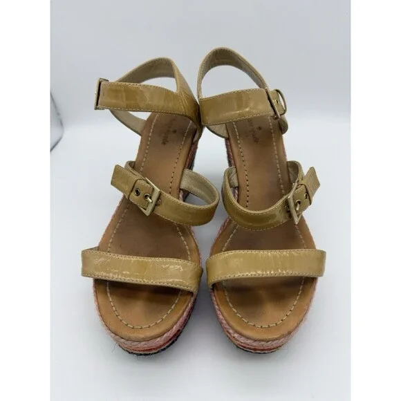 Kate Spade Espadrille Wedges Womens 8 Rainbow Striped Vacation 3.75" Heel Travel - Picture 2 of 7